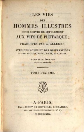 Les vies des hommes illustres de Plutarque, 10