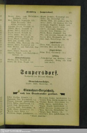 Einwohnerverzeichnis : Einwohner-Verzeichniß, nach dem Brandcataster geordnet