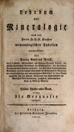 Handbuch der Geognosie. 1