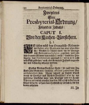 Zweytens Eine Presbyterial-Ordnung
