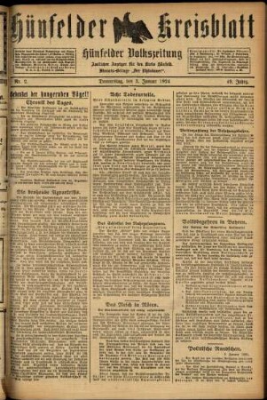 Ausgabe vom Donnerstag, den 03. Januar 1924.