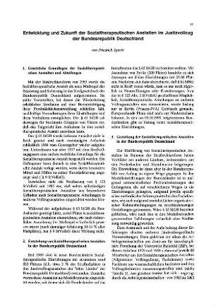 11-20, Entwicklung und Zukunft der Sozialtherapeutischen Anstalten im Justizvollzug der Bundesrepublik Deutschland