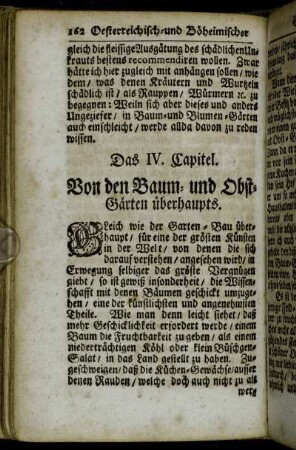 Das IV. Capitel. Von den Baum- und Obst-Gärten überhaupts