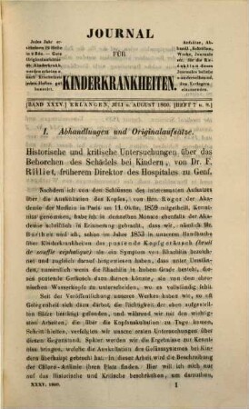 Journal für Kinderkrankheiten. 35. 1860