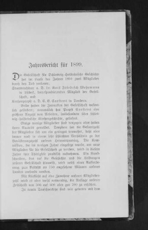Jahresbericht für 1899