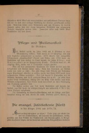 Pflege- und Waisenanstalt für Mädchen.