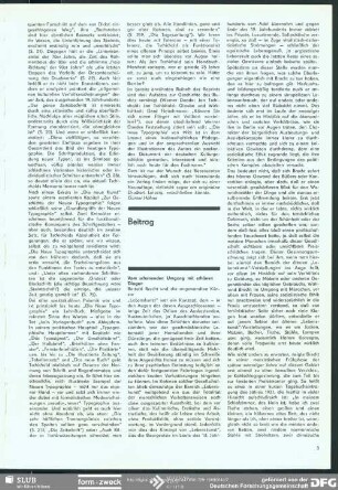 Vom schonenden Umgang mit schönen Dingen : Beitrag