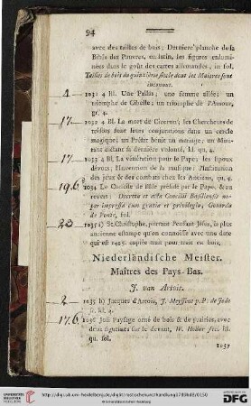 Niederländische Meister / Maîtres des Pays-Bas