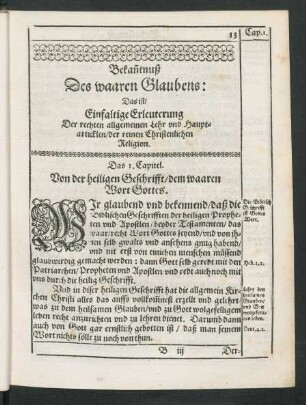 Das I. Capitel. Von der heiligen Geschrifft/ dem waaren Wort Gottes.