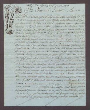 Litterae executoriales apostolicae des Franz Christian von Hacke über die Einweisung in gedachte Pfründe.