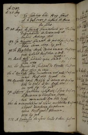 Ex Catalogo Libr. Hag. Comit. d. 11. Jul. 1747. p Eustach de Haen.