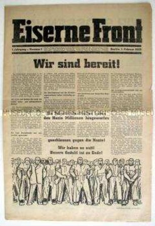 Erste Ausgabe der Wochenzeitung der Eisernen Front mit einer Kampfansage gegen die erstarkenden Nationalsozialisten
