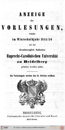 Wintersemester 1855/1856