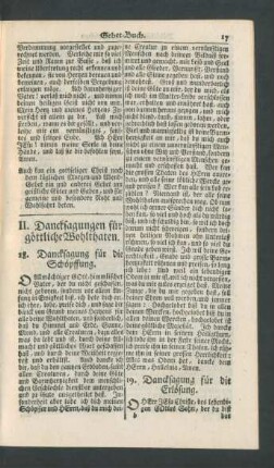 II. Dancksagungen für göttliche Wohlthaten.