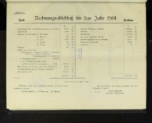 Anlage 10. Rechnungsabschluß für das Jahr 1901.