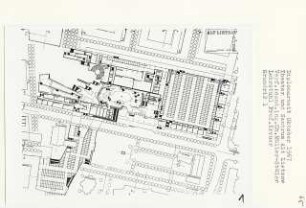 Theater und Zentrum Alt-Lietzow, Berlin-Charlottenburg (Diplomarbeit bei Willy Kreuer): Grundriss Niveau + 2.1