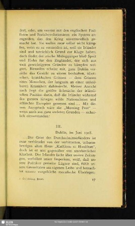 III. Dublin, im Juni 1918