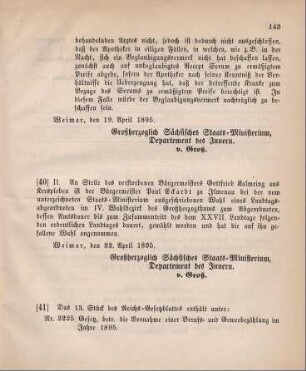 40. Ministerial-Bekanntmachung, betreffend das Ergebniß der Ersatzwahl eines Landtagsabgeordneten im IV. Wahlbezirk des Großherzogthums