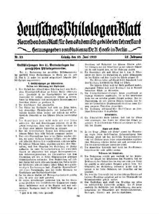 Entschließungen des 41. Vertretertages der preußischen Philologenvereine