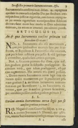 Articulus II. An & quae Sacramenta causent primam vel secundam Gratiam?