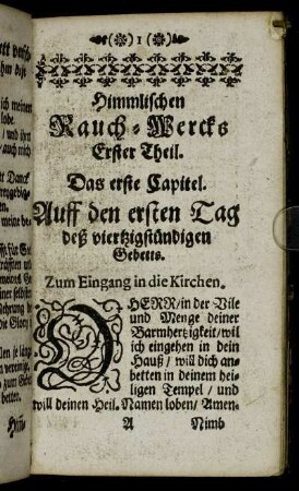 Das erste Capitel. Auff den ersten Tag deß vierztigstündigen Gebetts.