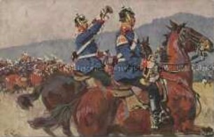 Kavalleriesoldaten bei der Attacke