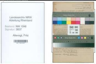 Entnazifizierung Fritz Altevogt , geb. 29.07.1910 (Stenograph)
