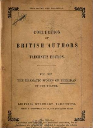 The dramatic works of the right honourable Richard Brinsley Sheridan