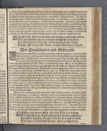 Von Fruchtbarkeit und Mißwachs.