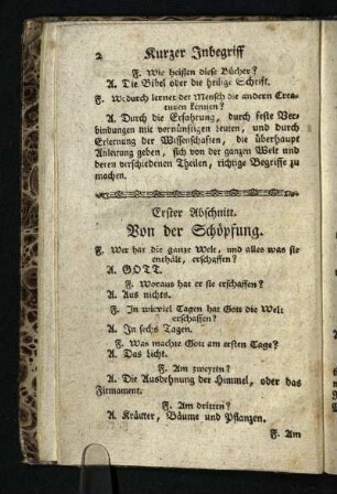 Erster Abschnitt: Von der Schoepfung [- Ein und zwanzigster Abschnitt: Von den Ritter-Orden]