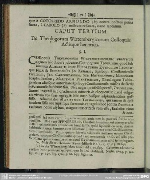 Caput Tertium De Theologorum Wirtembergicorum Colloquiis Actisque henoticis