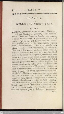 Caput V. De Religione Christiana