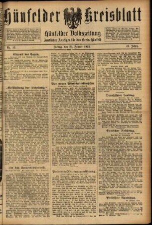 Ausgabe vom Freitag, den 20. Januar 1922.