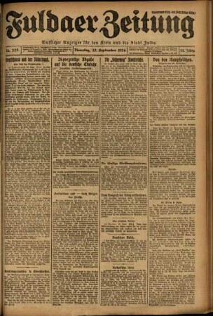 Erste Ausgabe vom Dienstag, den 23. September 1924.