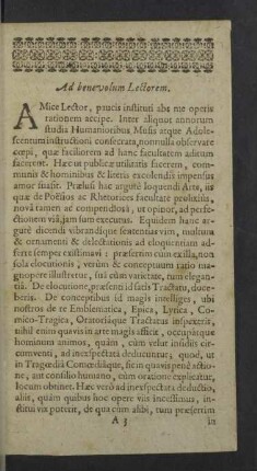 Ad benevolum Lectorem.