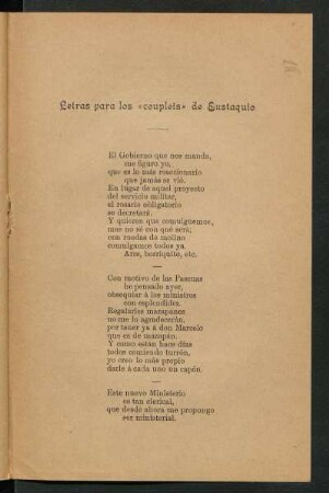 Letras para los «couplets» de Eustaquio