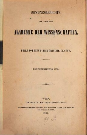 Sitzungsberichte. 43. 1863