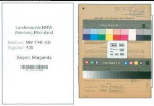 Entnazifizierung Margareta Seipelt , geb. 20.07.1915 ()