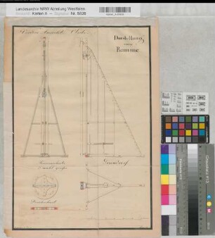 Herdecke (Herdecke) Brückenbau Ramme Ansichten, Grundriß, Schnitt 1813 1 : 50 44 x 30 kol. Zeichnung Hünnich KSA Nr. 941b