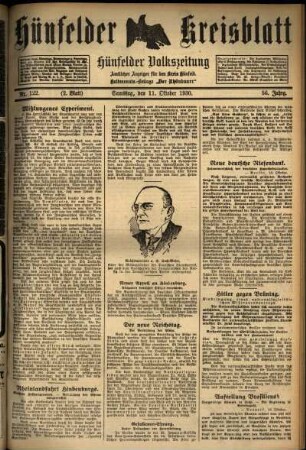 Zweite Ausgabe vom Samstag, den 11. Oktober 1930.