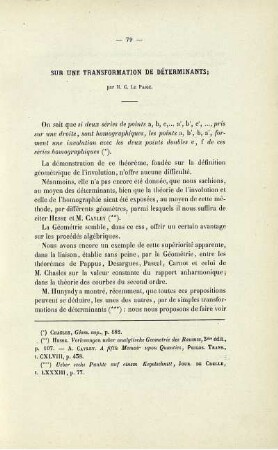 Sur une transformation de déterminants.
