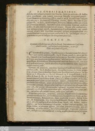 Sectio IV. Quaenam dispositiones necessariae sint ad Sacramentum Confirmationis validè, et fructuosè recipiendum, et quae sit illius recipiendi obligatio.