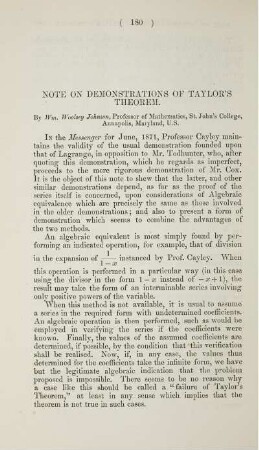 Note on demonstrations of Taylor's theorem.