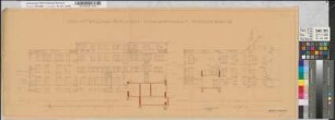 Erweiterungsbau des Krankenhauses Bardenberg. Ansichten und Schnitte, z.T. koloriert. Wirtschaftsbau - Hofansicht und Krankenhaus -Nordansicht