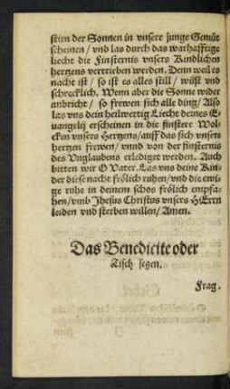 Das Benedicite oder Tisch segen.