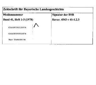 Zeitschrift für bayerische Landesgeschichte : ZBLG, 41. 1978