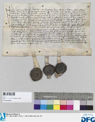 Katherina Schenckin, Klosterfrau zu Engeltal, stiftet für sich und ihre verst. Schwester Anna Schenckin ein Seelgerät. - Siegler: Hanns vom Egloffstein zu Osternna, Hartung vom Egloffstein, Pfleger zu Rietenburg, Frcz (!) vom Egloffstein zu Herrnreut.