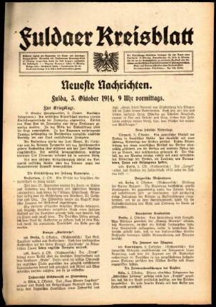 Ausgabe vom Samstag, den 03. Oktober 1914.