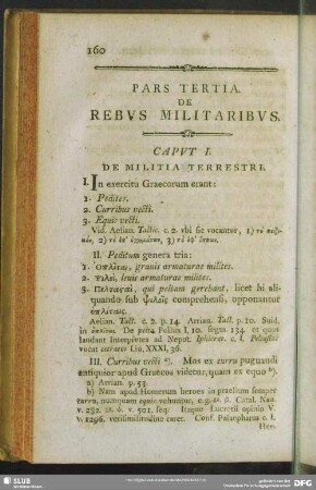 Pars Tertia. De Rebus Militaribus
