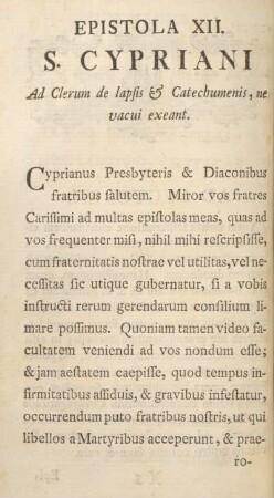 Epistola XII. S. Cypriani.